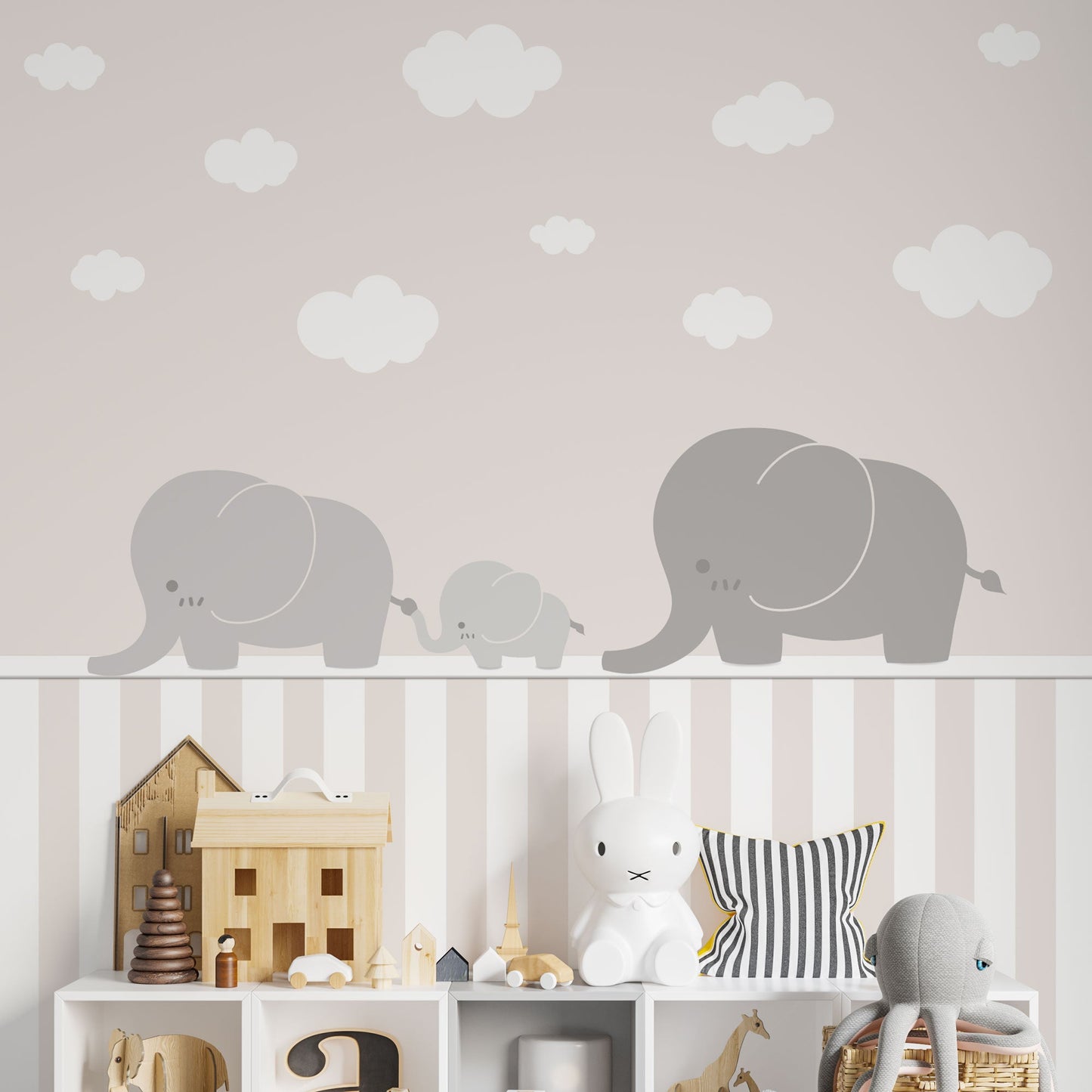Children's Wallpaper Pedestal Elephants