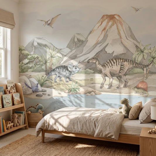 Kindertapete Pastell Dinosau­rier