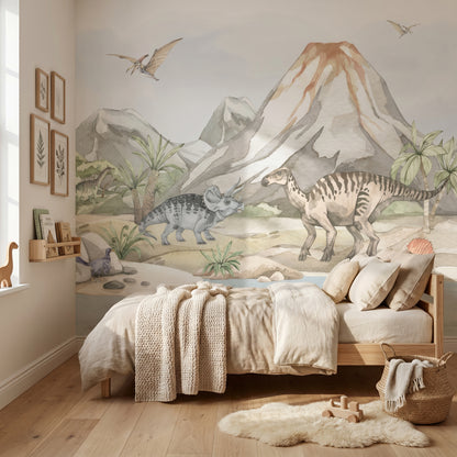 Kindertapete Pastell Dinosau­rier