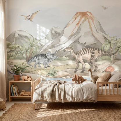 Kindertapete Pastell Dinosau­rier