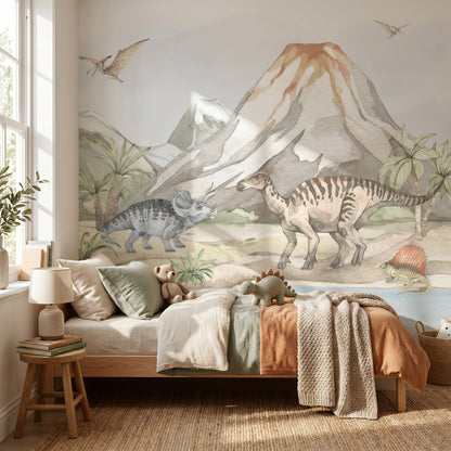 Kindertapete Pastell Dinosau­rier