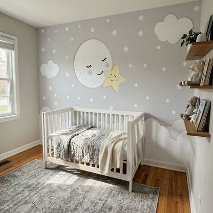 Papier peint pour enfants lune avec étoile