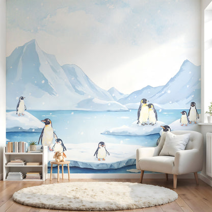 Kindertapete Pinguine Antarktis Schnee