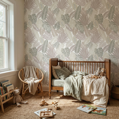 Papier peint pour enfants à motif de feuilles