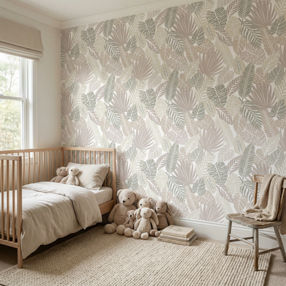 Papier peint pour enfants à motif de feuilles