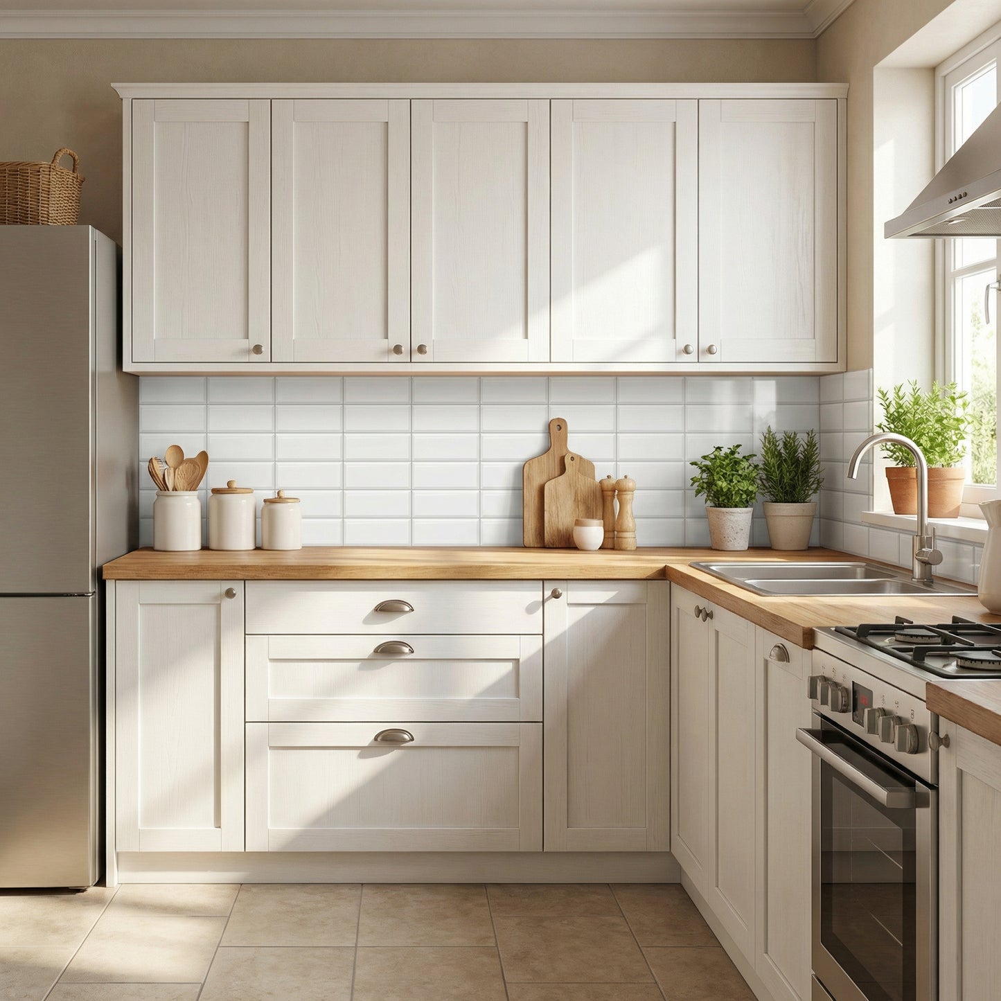 Kitchen backsplash foil metro tiles