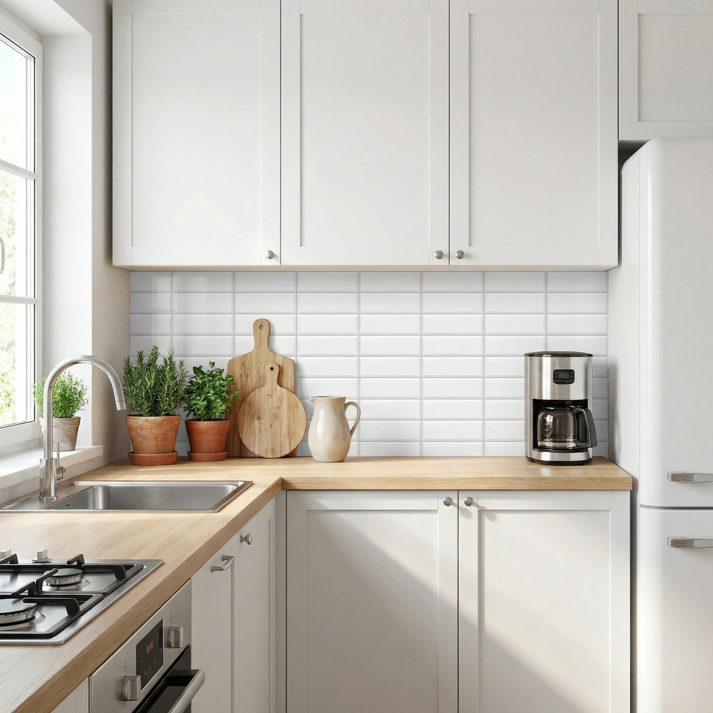 Kitchen backsplash foil metro tiles