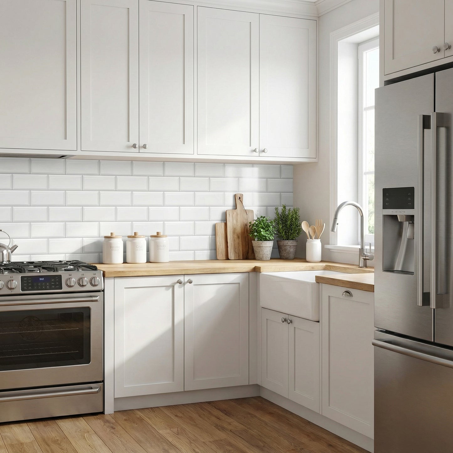 Küchen­folie Metro­fliesen ver­setzt