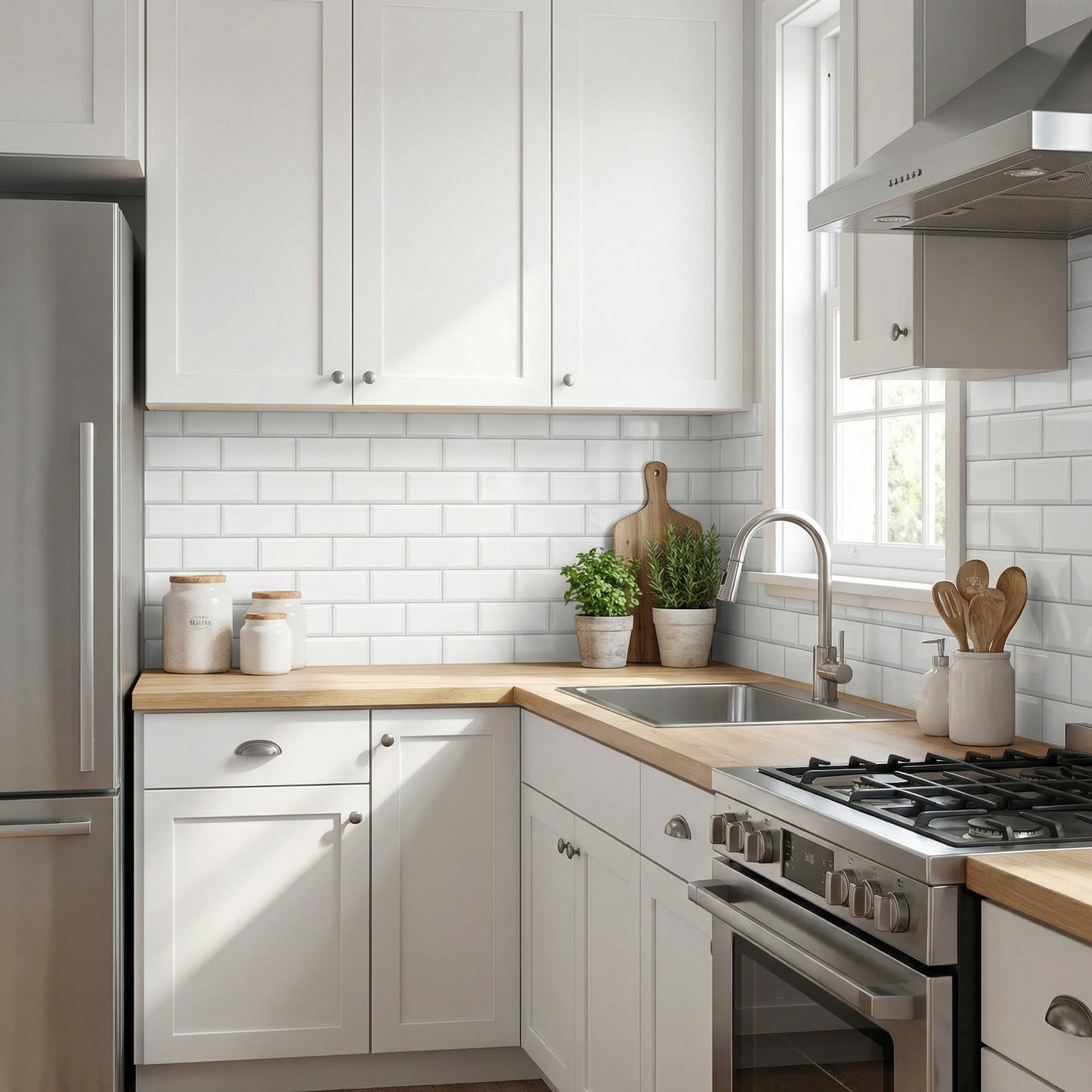 Küchen­folie Metro­fliesen ver­setzt