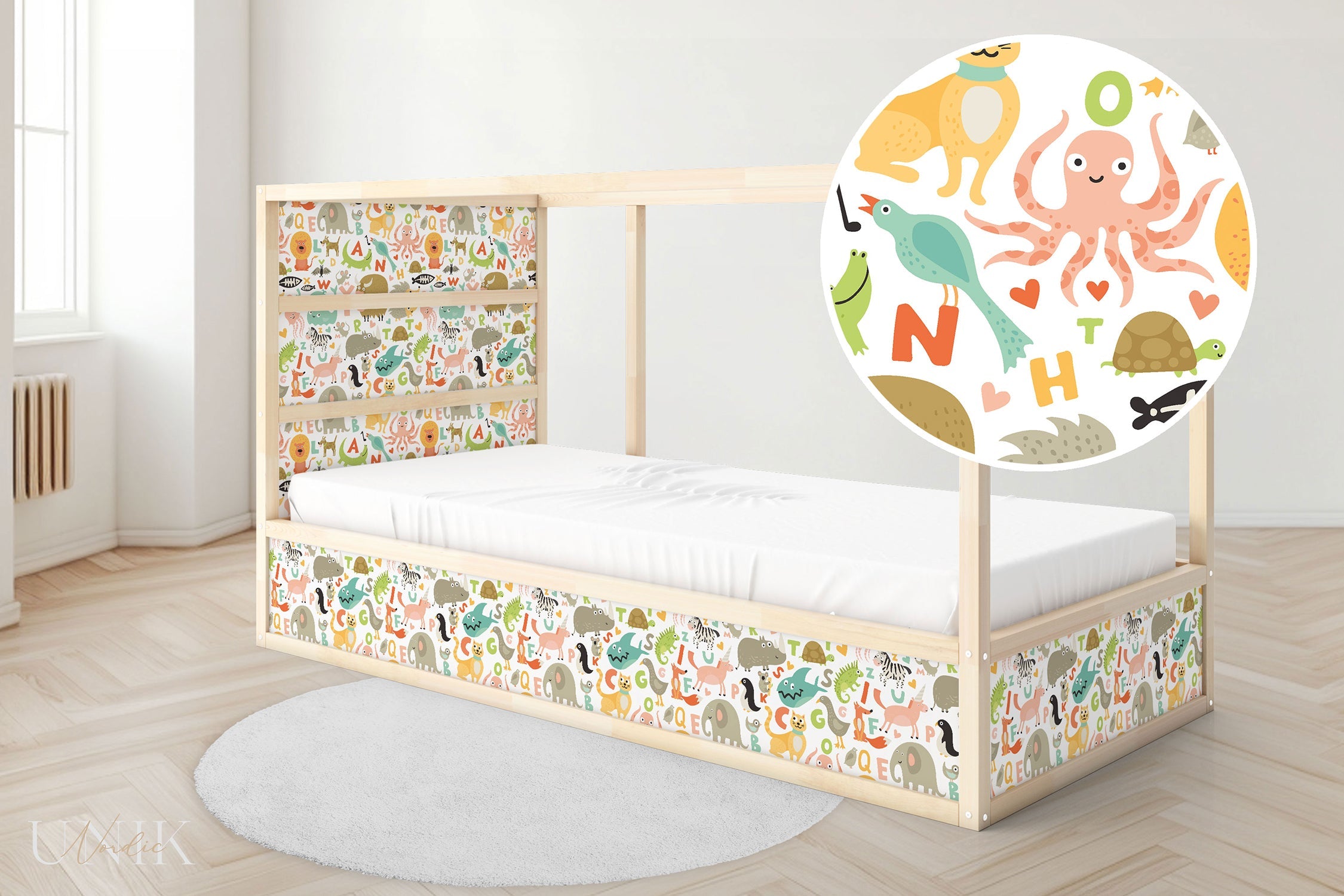 Lions and Leaves IKEA Kura Bed Decal , Botanical Kura Bed Sticker for Kids , Leaves Kura Bed 2024 Decal