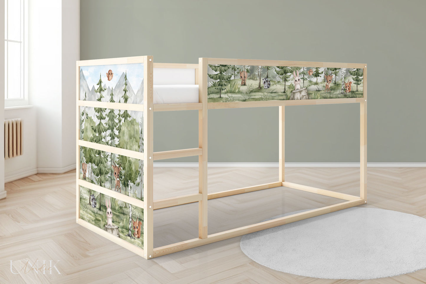 IKEA Kura Bett­aufkleber Set - Tannenwald mit Tieren