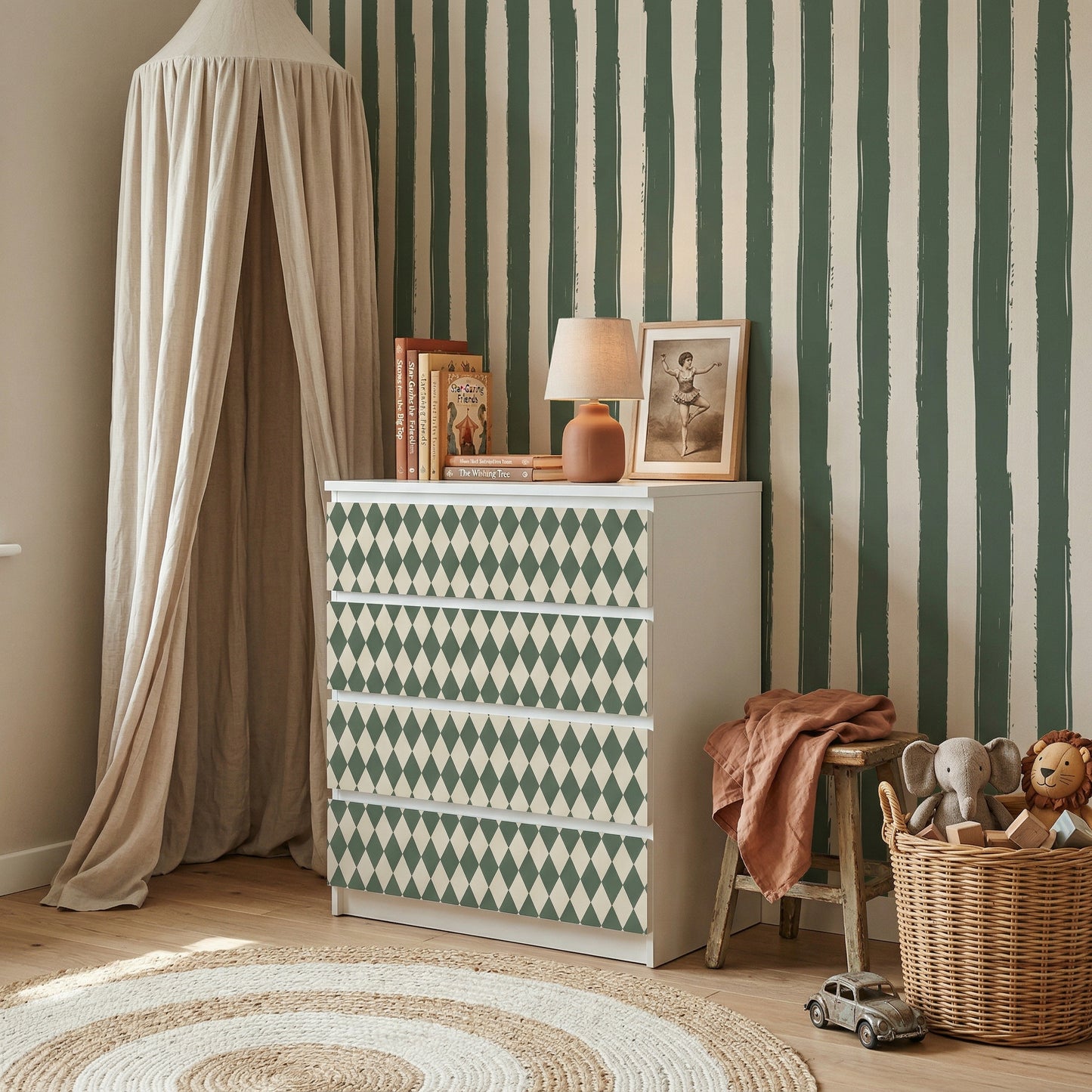 IKEA Malm Möbelfolie "Traumzirkus" - Abendmanege (Karos)