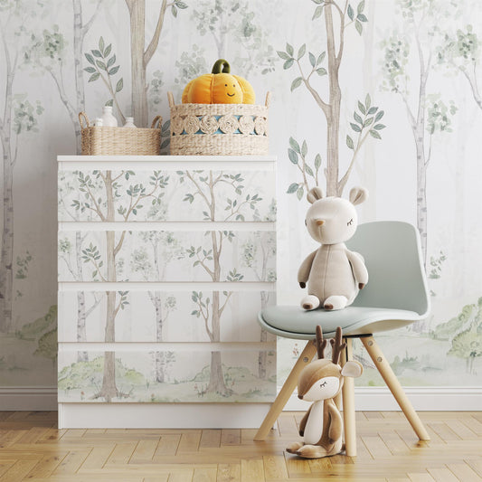 IKEA Malm Möbelfolie Birkenwald Aquarell