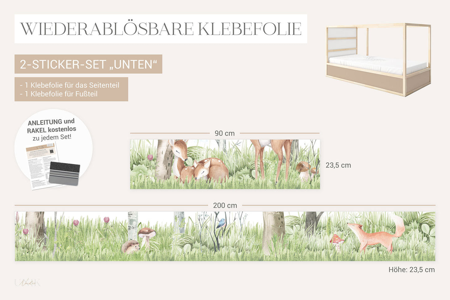 IKEA Kura Bed Sticker Set - Forest Animals Landscape