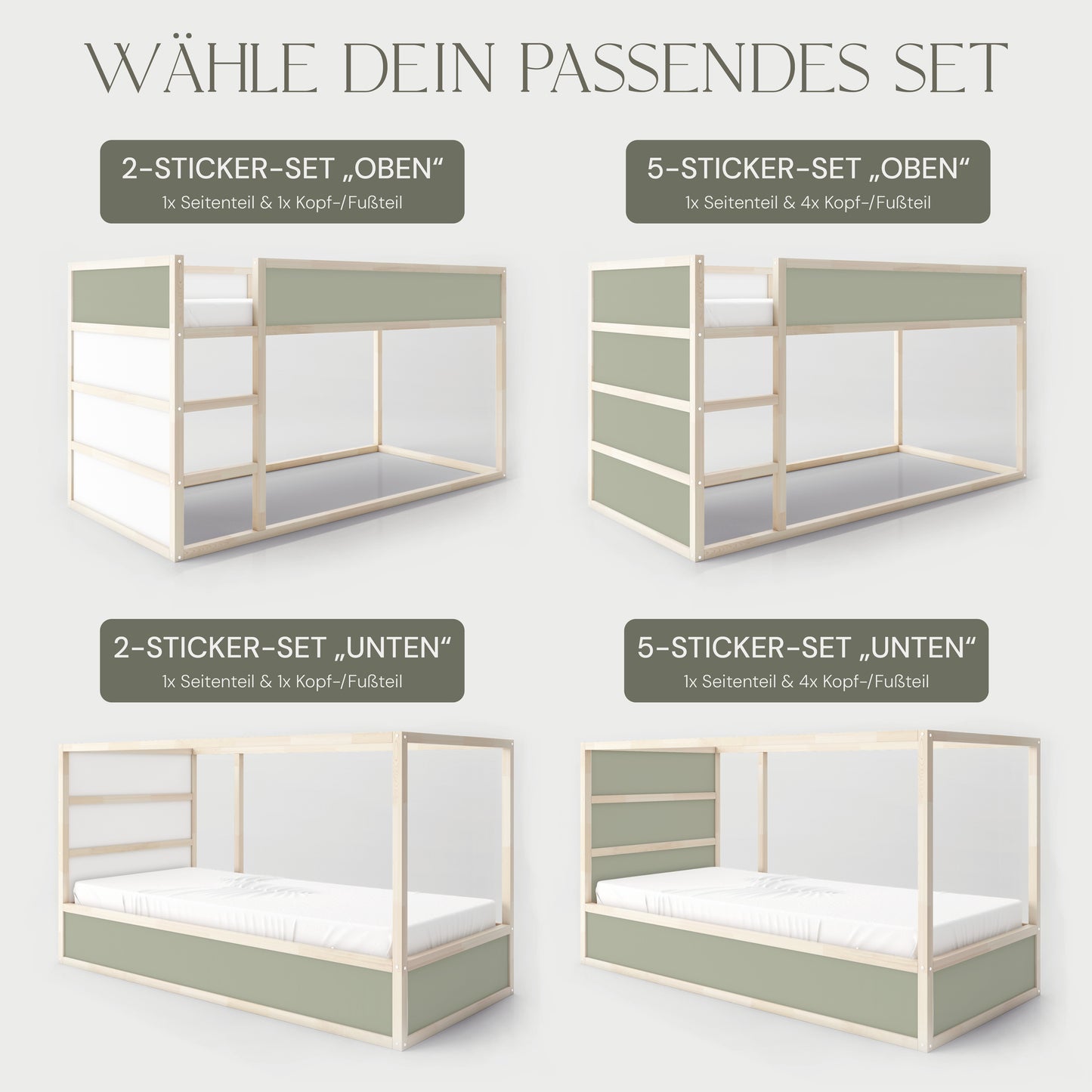 Bettaufkleber Set für IKEA Kura - Doodle Weltraum