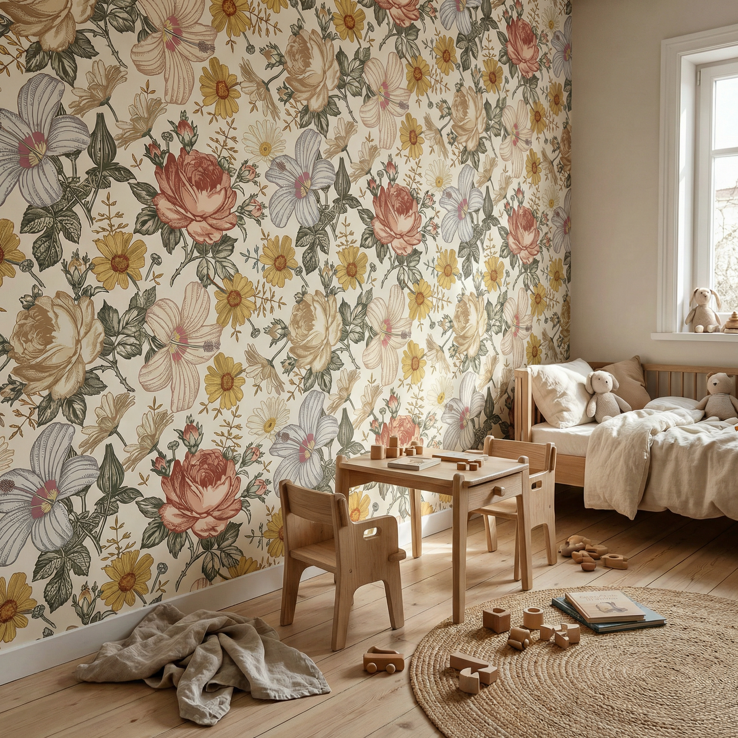 Kindertapete Vintage Blumen­wand