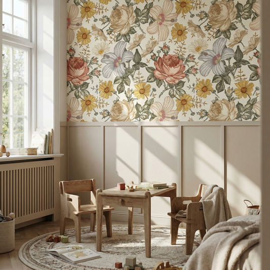 Kindertapete Vintage Blumen­wand