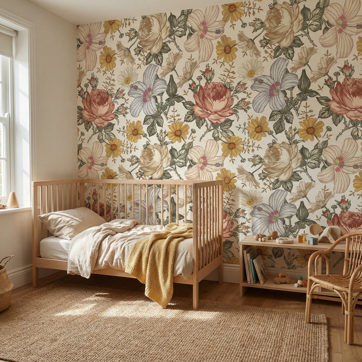 Kindertapete Vintage Blumen­wand