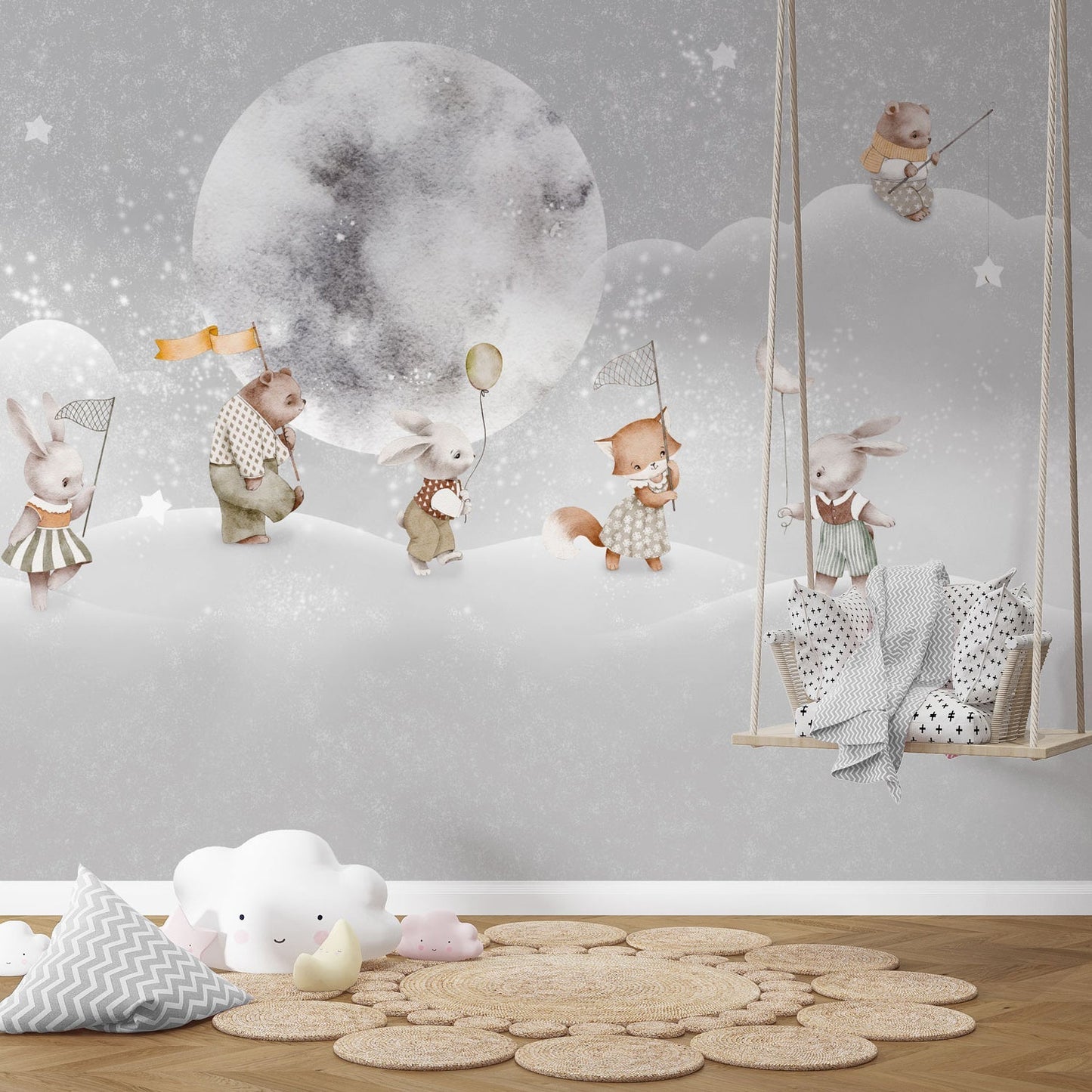 Children's Wallpaper Moon Animals
