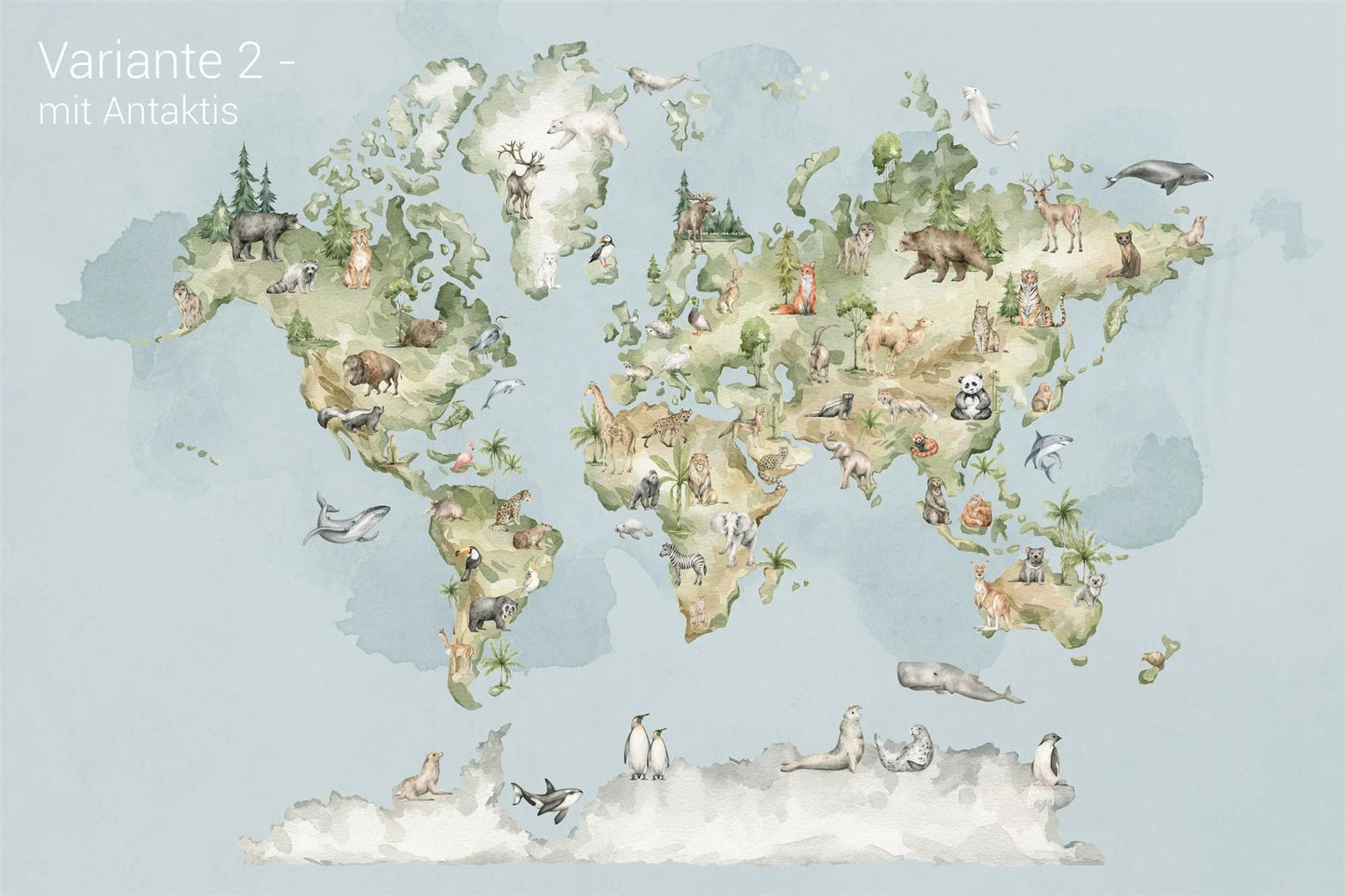 Children's Wallpaper World Map Watercolor
