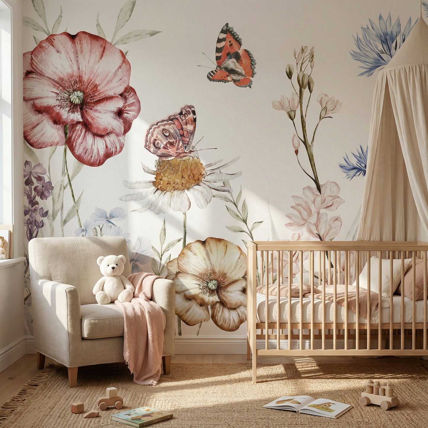 Papier peint enfant Jardin des Papillons