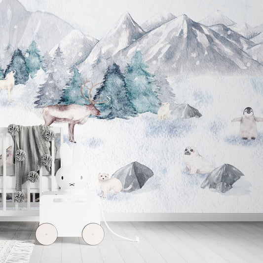 Kindertapete Arktis ­Tiere