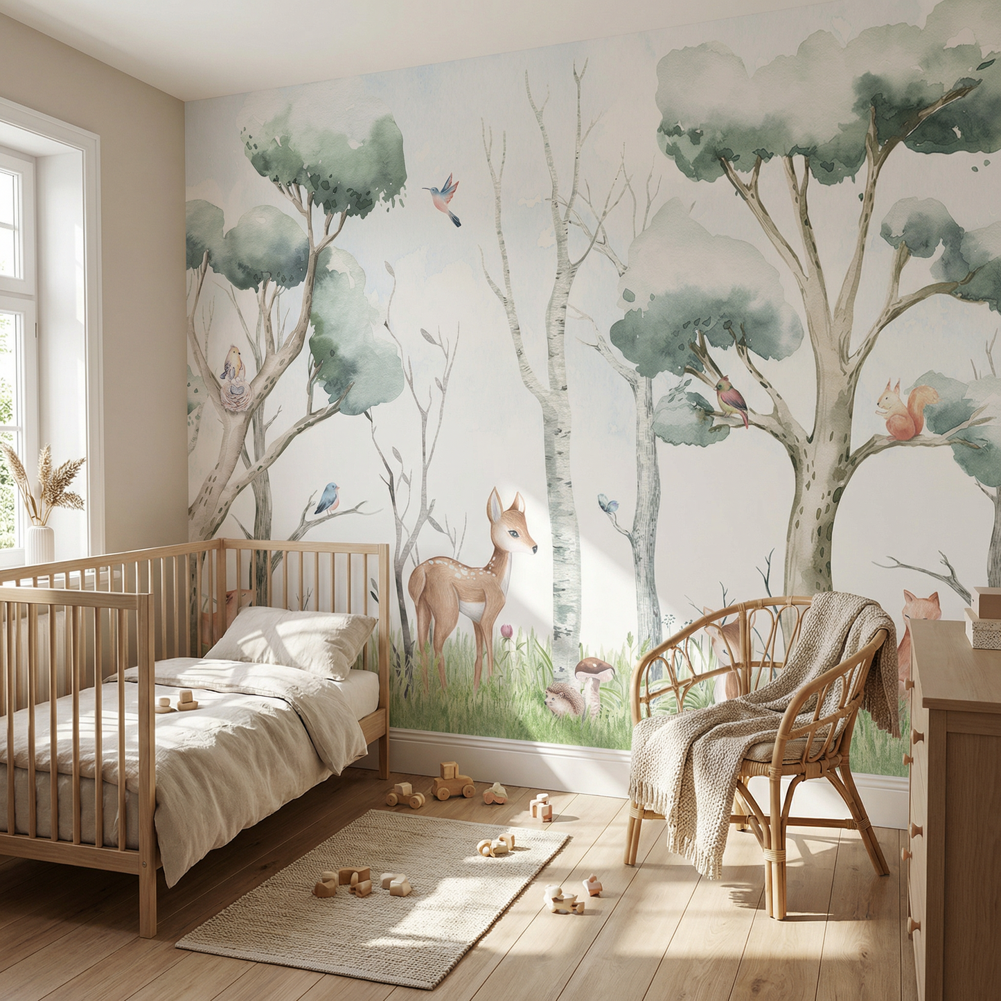 Papier peint pour enfants animaux de la forêt paysage