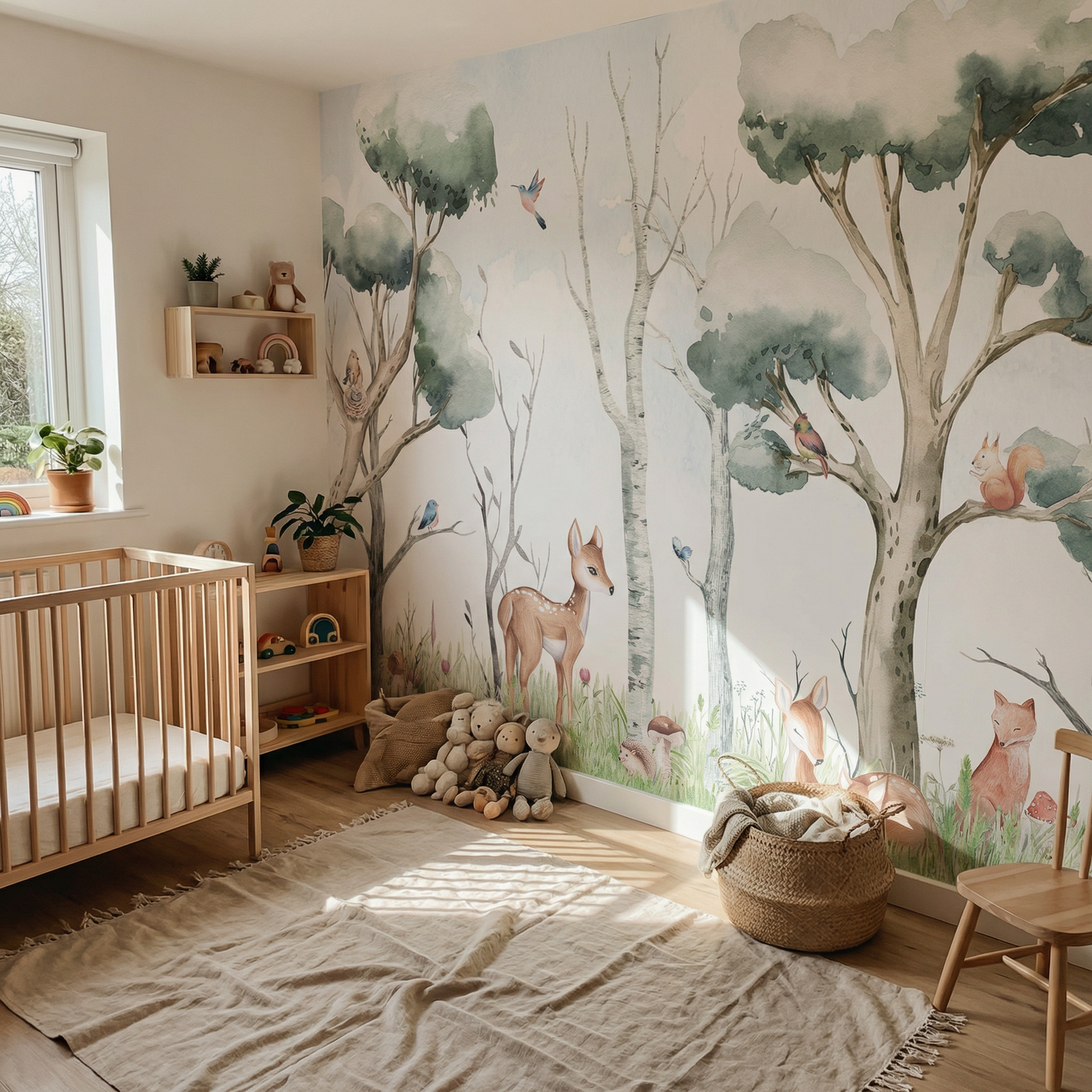Papier peint pour enfants animaux de la forêt paysage