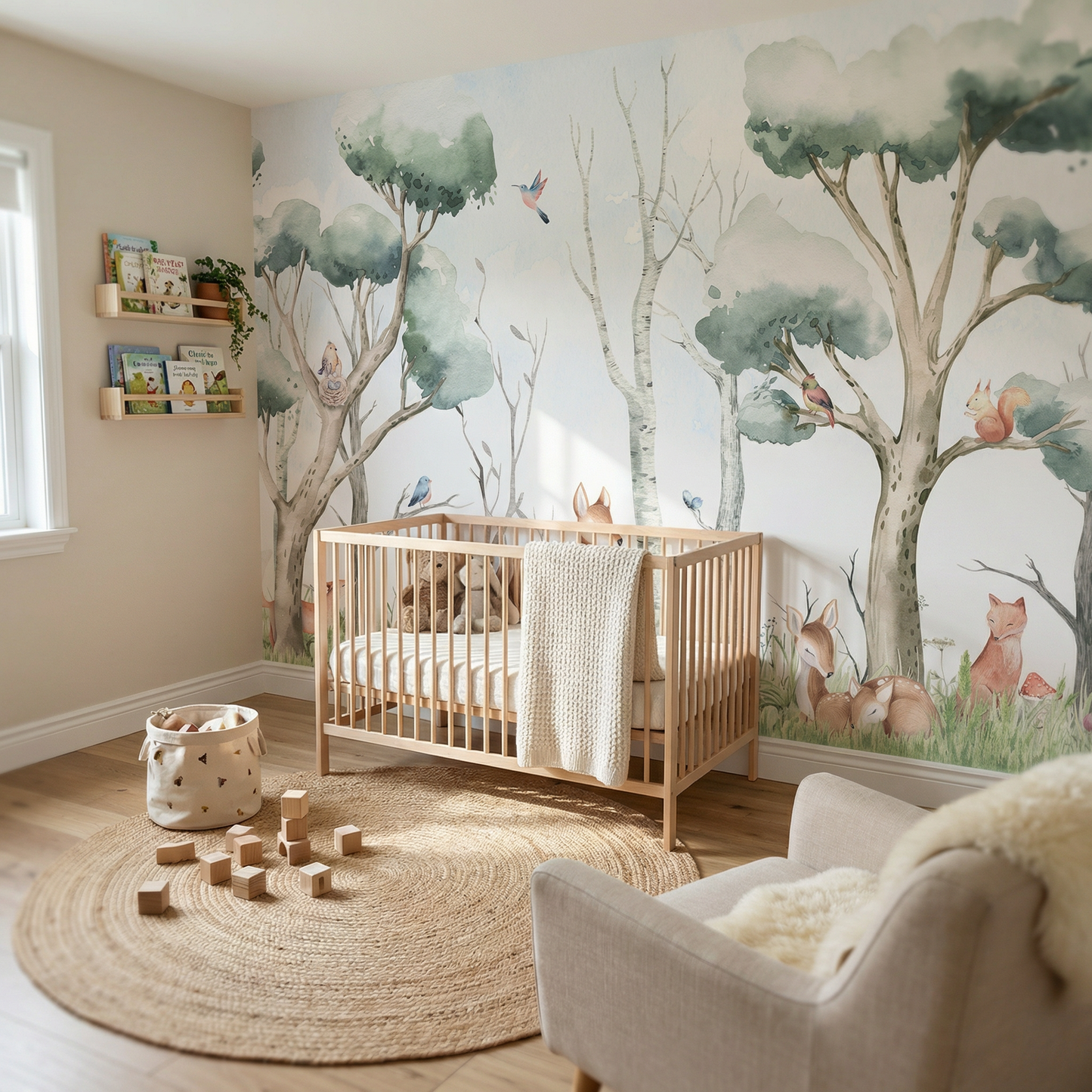 Papier peint pour enfants animaux de la forêt paysage