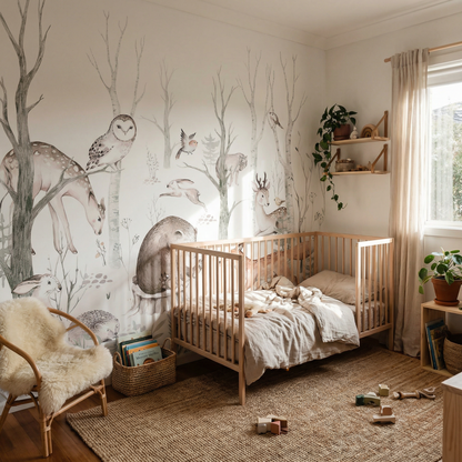 Kinder­tapete Herbst­wald Tie­re