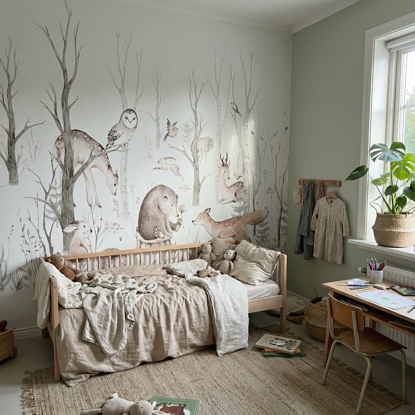 Kinder­tapete Herbst­wald Tie­re