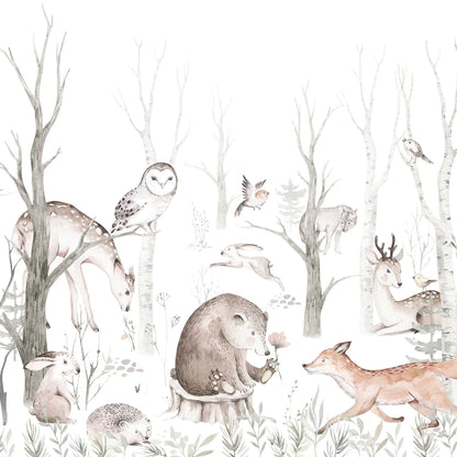 Kinder­tapete Herbst­wald Tie­re