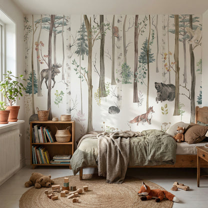 Kinder­tapete Wald­tiere Aquarell