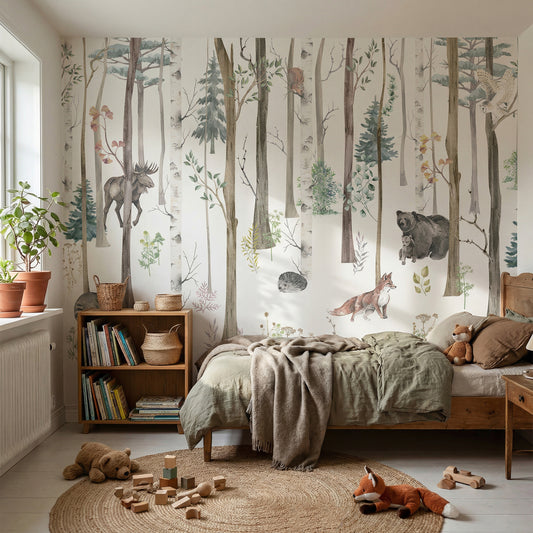 Kinder­tapete Wald­tiere Aquarell
