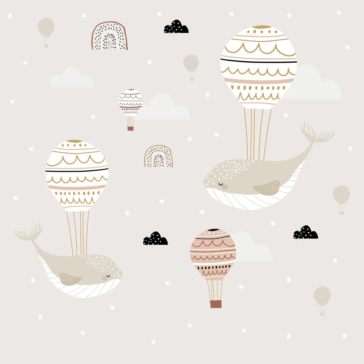 Papier peint pour enfants baleines et ballons