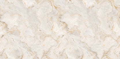 Maßangefertigte Vliestapete mit abstraktem Wolkenmarmor-Muster in Beige- und Cremetönen im Schlafzimmer.