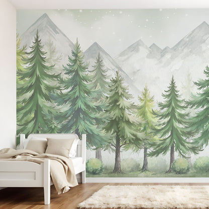 Kindertapete Nächtlicher Tannenwald