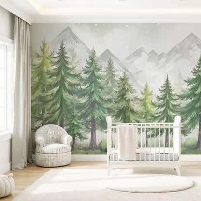 Kindertapete Nächtlicher Tannenwald