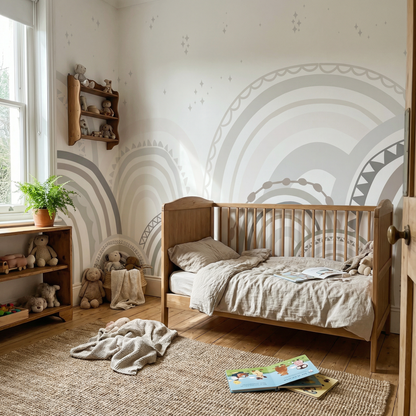 Papier peint pour enfants arcs-en-ciel pastel