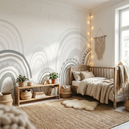 Papier peint pour enfants arcs-en-ciel pastel