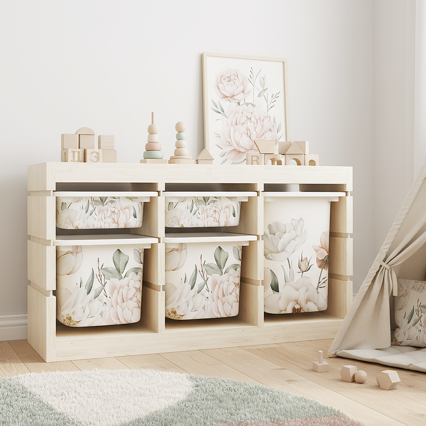 Möbelfolie für IKEA Trofast - Blush Bloom