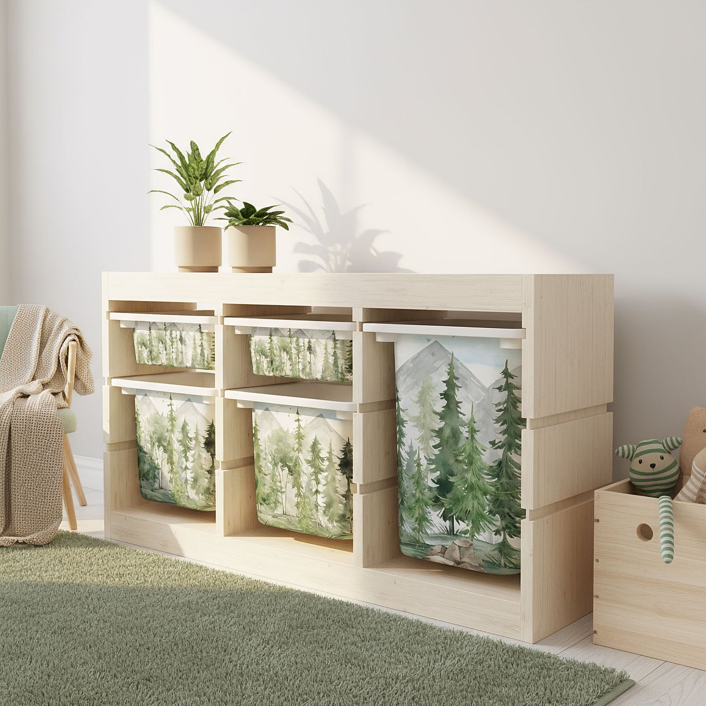 Möbelfolie für IKEA Trofast - Tannenwald Aquarell