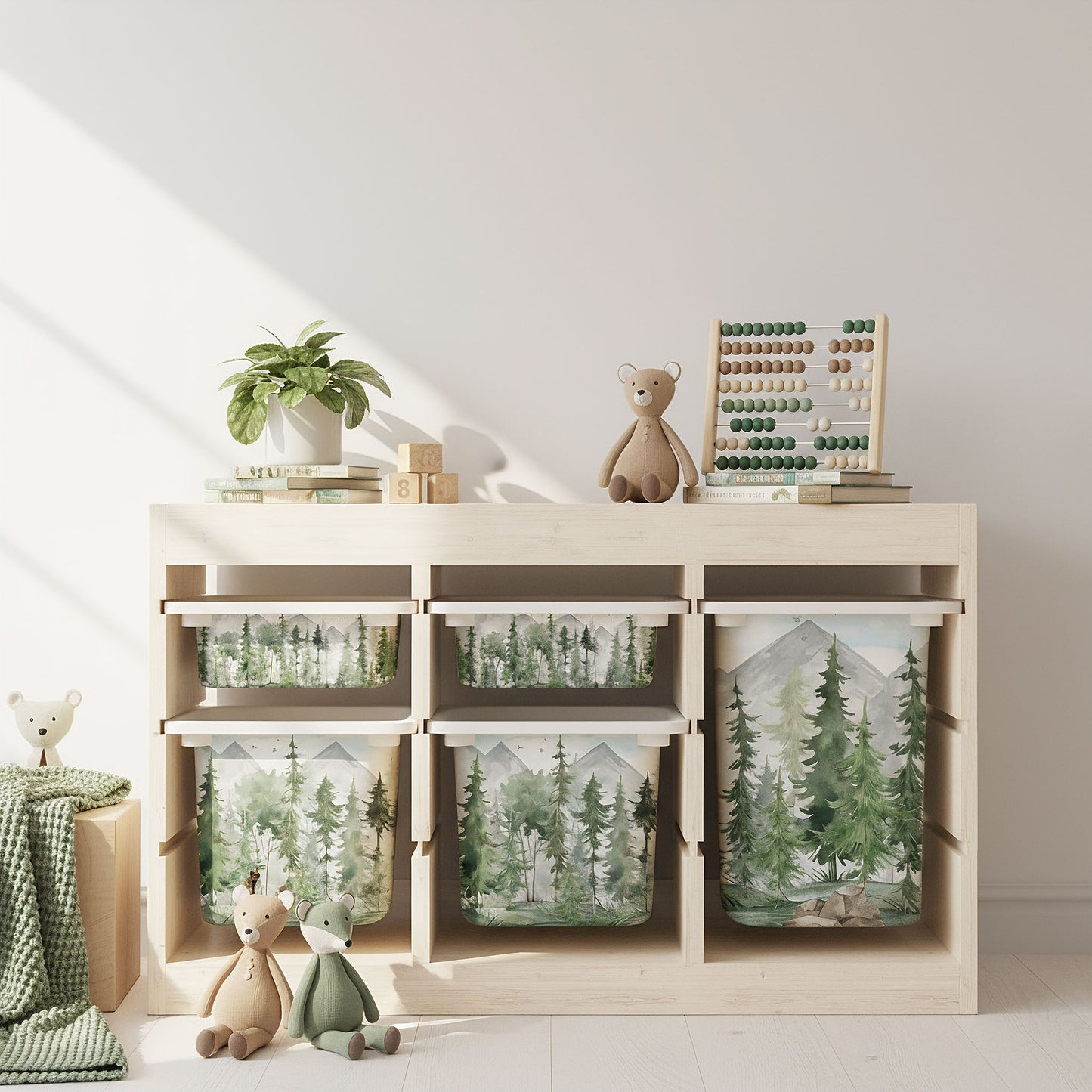 Möbelfolie für IKEA Trofast - Tannenwald Aquarell