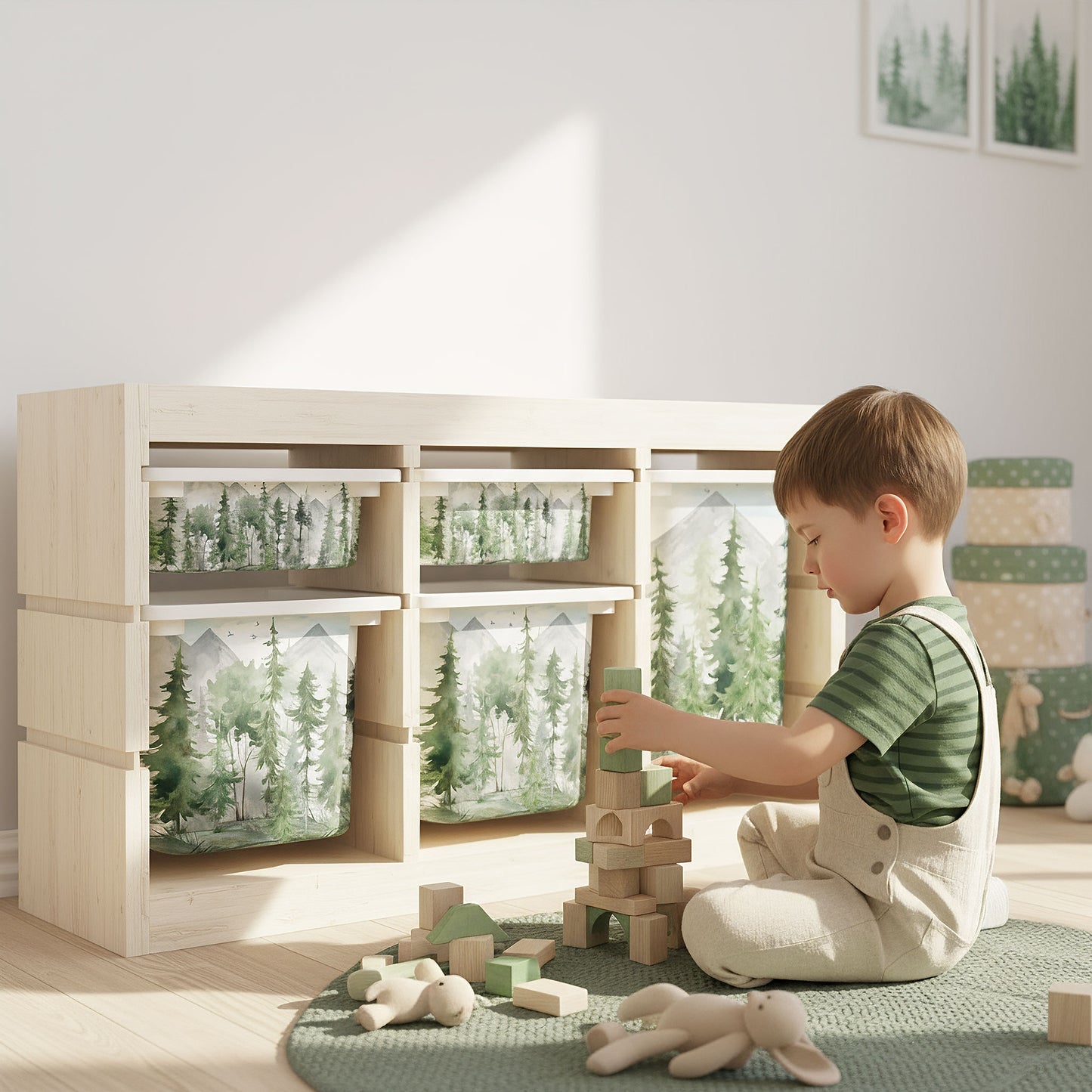 Möbelfolie für IKEA Trofast - Tannenwald Aquarell