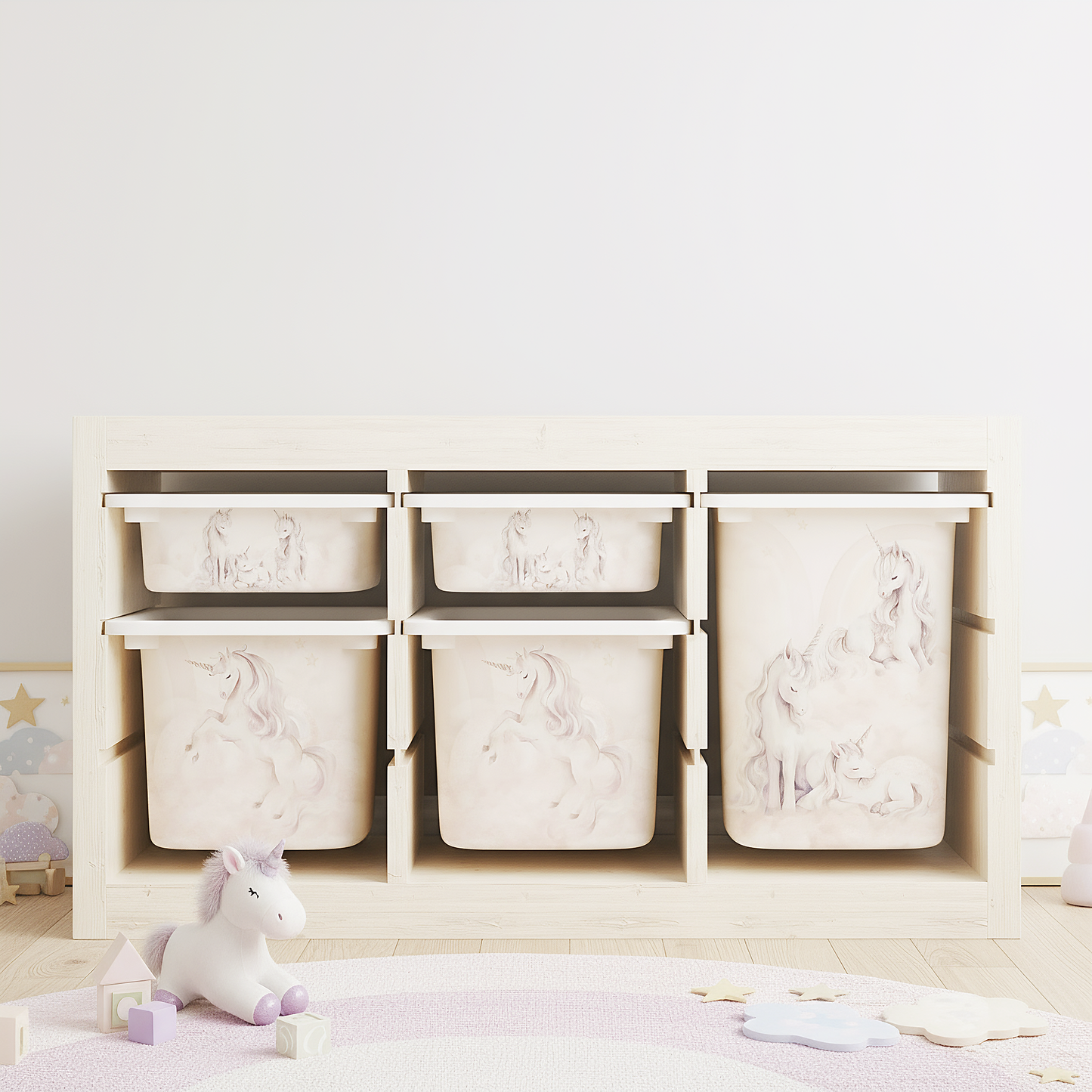 Möbelfolie für IKEA Trofast - Traumhafte Einhornwelt