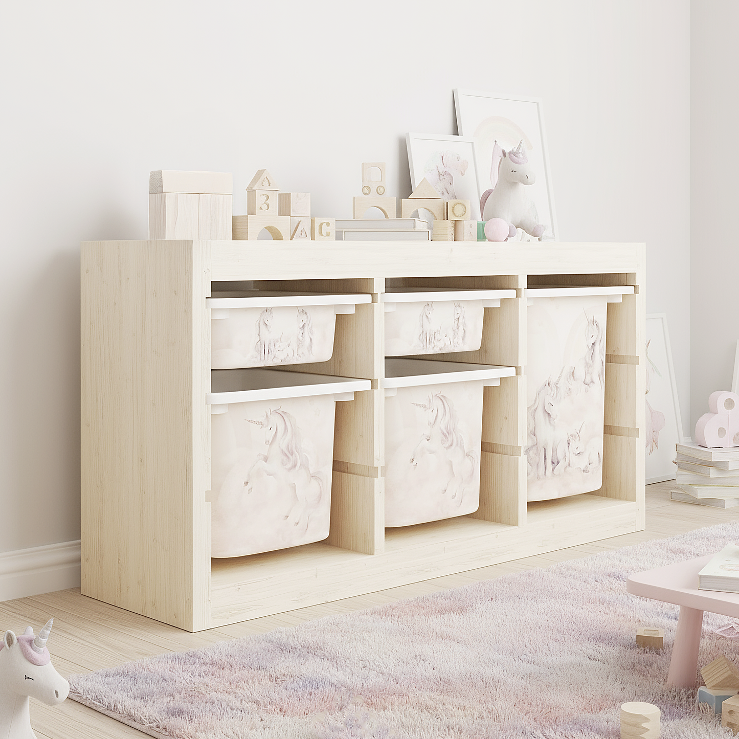 Möbelfolie für IKEA Trofast - Traumhafte Einhornwelt