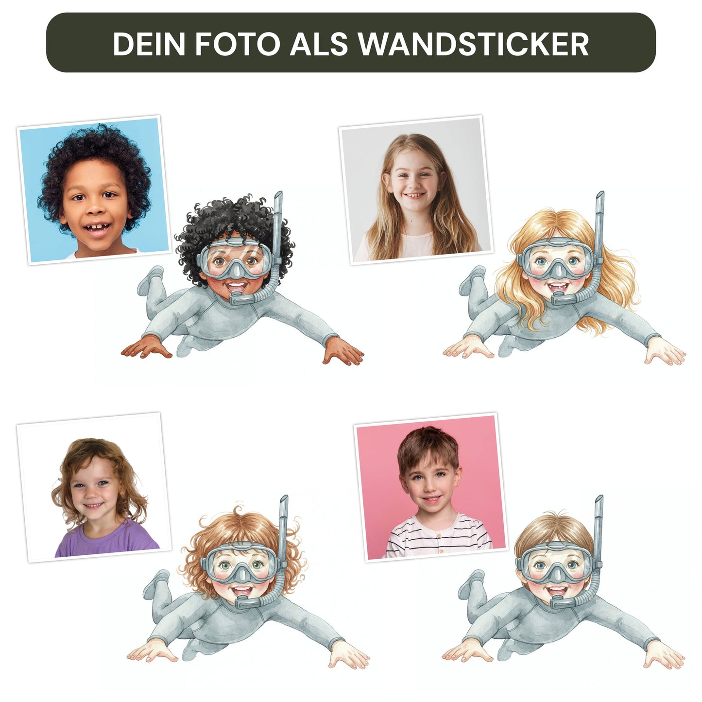 Personalisierte Wandsticker Ocean Friends