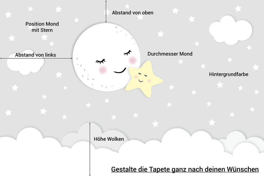Kindertapete Mond mit Stern